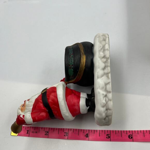 Vintage Ceramic Santa Claus Tea Light Candle Holder Christmas Decor Figurine MCM - Picture 2 of 9